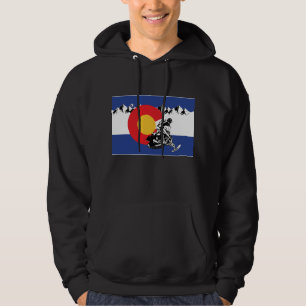 a cool snowmobiler in the Colorado Flag Hoodie