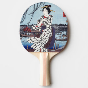 A Cool Summer Evening at Bridge, Utagawa Hiroshige Ping Pong Paddle