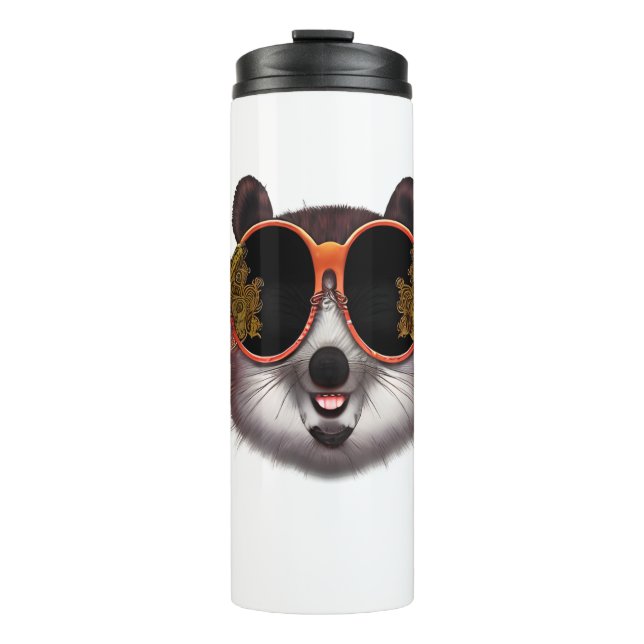 A Cool Tanuki With Ornate Sunglasses  Thermal Tumbler (Front)