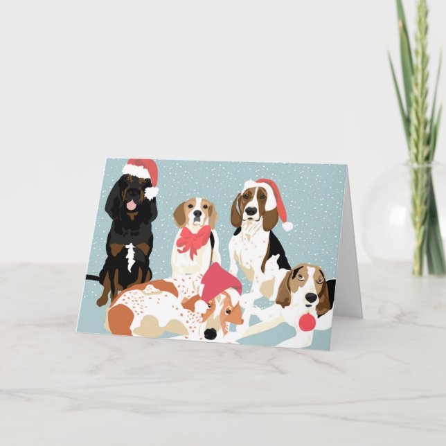 A Coonhound Holiday (Blank inside) Card (Front)