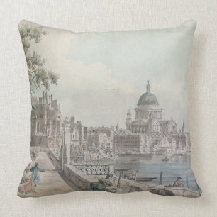 A copy of part of a drawing by Canaletto, of St. P Cushion