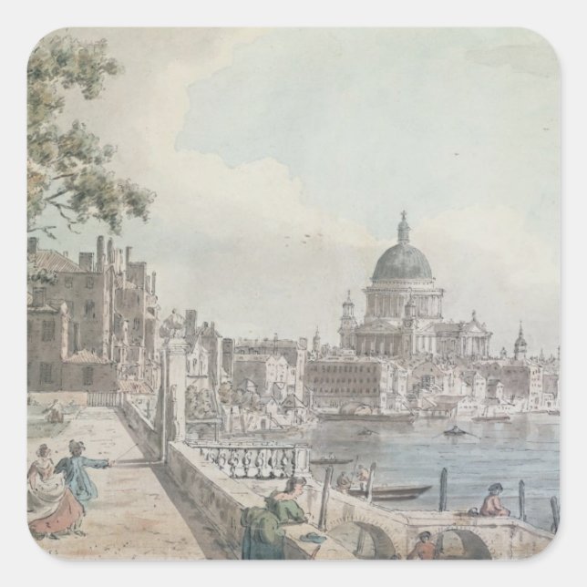 A copy of part of a drawing by Canaletto, of St. P Square Sticker (Front)