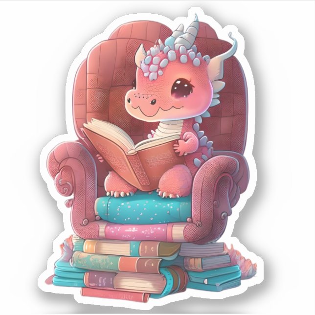 A Coral Dragon Reading Sticker (Front)