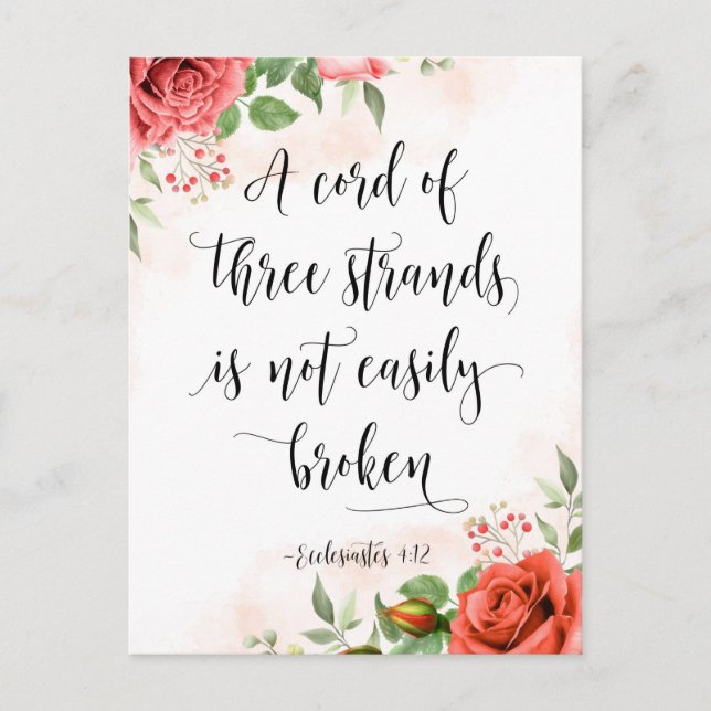 A Cord Of Three Strands, Ecclesiastes 4:12 Postcard (Front)