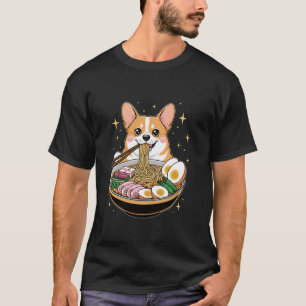 A Corgi Eating Ramen Noodles Soup Bowl T-Shirt