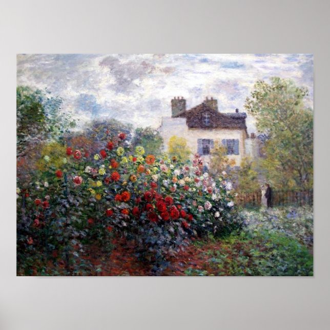 A Corner of the Garden with Dahlias by Monet Print (Front)