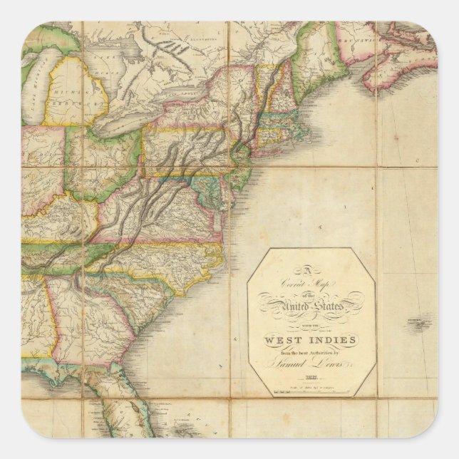 A Correct Map of the United States Square Sticker (Front)
