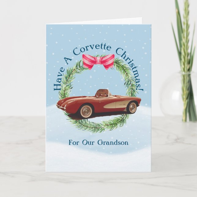 A Corvette Christmas Folded Greeting Card (Front)