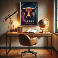 A Cosmic Taurus Bull Zodiac Poster