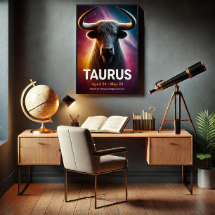 A Cosmic Taurus Bull Zodiac Poster
