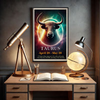 A Cosmic Taurus Bull Zodiac Poster