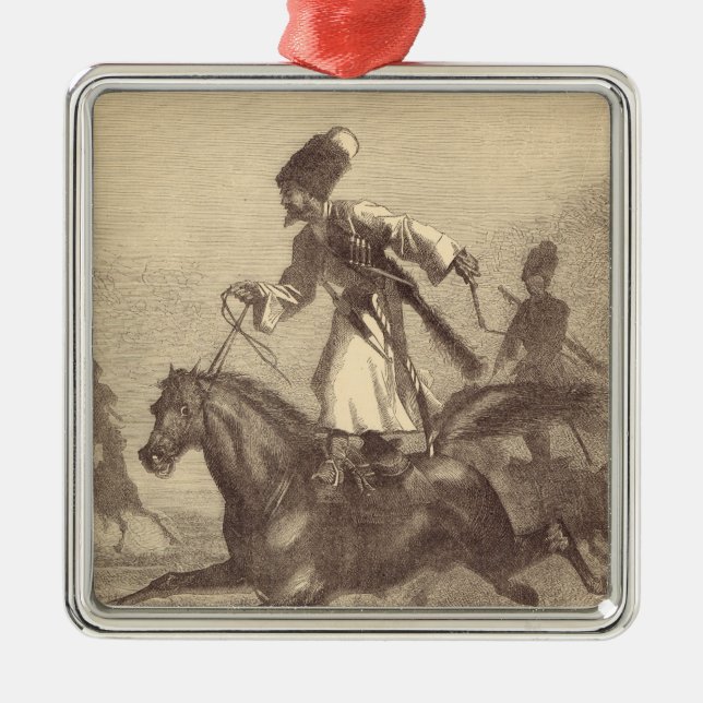 A Cossack Horseman Metal Tree Decoration (Front)