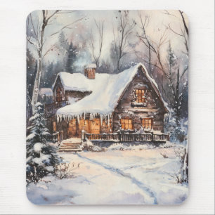 A Cosy Cottage in winter Mouse Mat