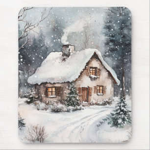 A Cosy Cottage in winter Mouse Mat