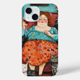 A Cosy Evening with Childless Cat Lady iPhone 15 Case