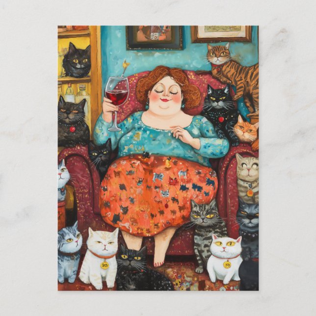 A Cosy Evening with Childless Cat Lady Postcard (Front)