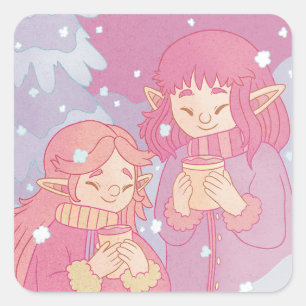 A Cosy Morning Coffee Square Sticker