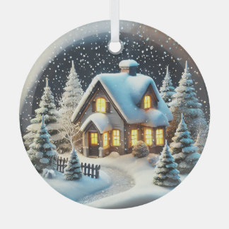 A Cosy Winter's Eve Glass Tree Decoration