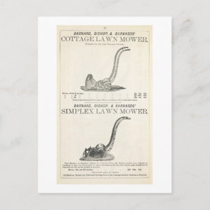 A Cottage and Simplex lawnmower, illustration from Postcard