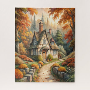 A Cottage in Autumn Fall Jigsaw Puzzle