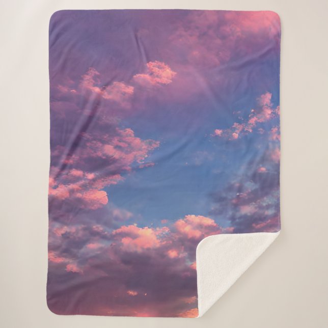 A Cotton Candy Sky Sherpa Blanket (Front)