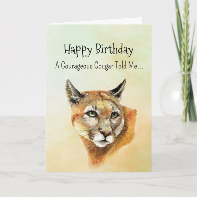 A Cougar Personality Birthday Fun Animal Card (Front)