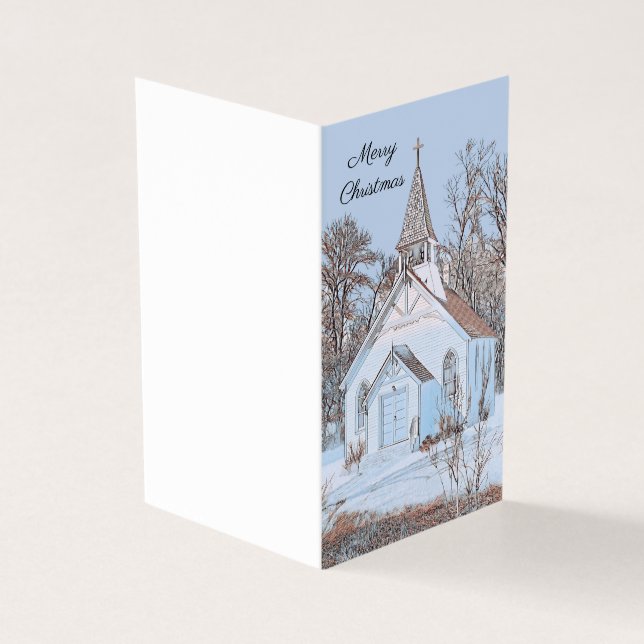 A Country Church nestled in the Snow - Light Blue (Outside)