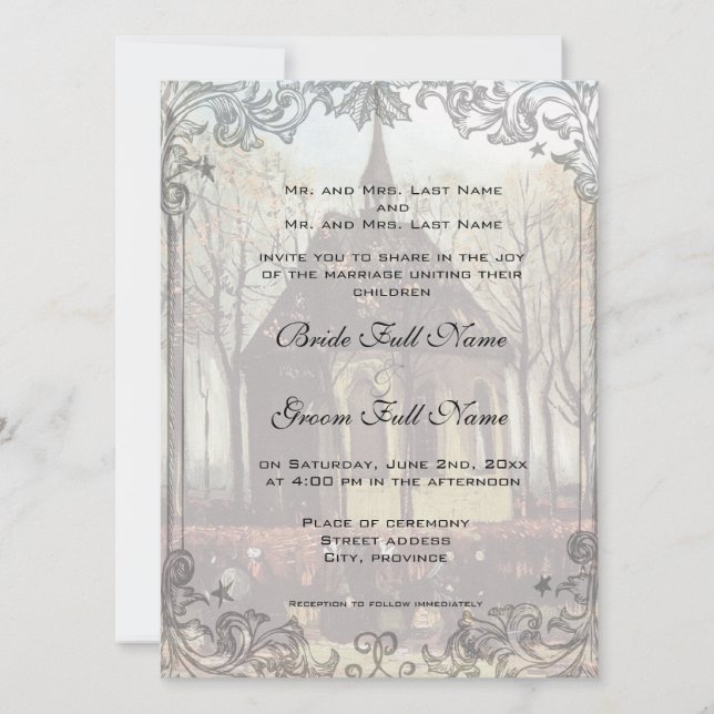 A country church wedding invitation (Front)