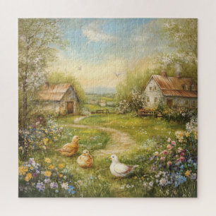 A Country Farmhouse and Barn Jigsaw Puzzle