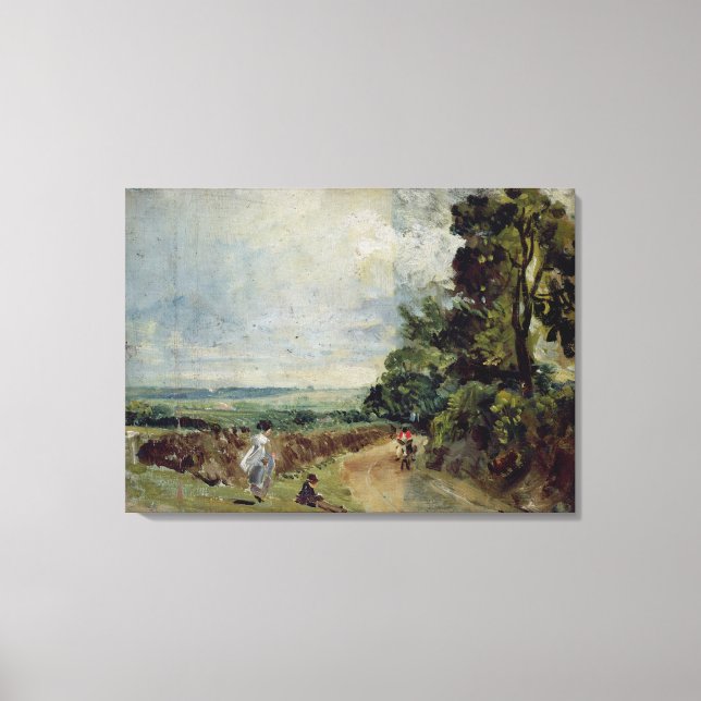 A Country road with trees and figures Canvas Print (Front)