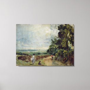 A Country road with trees and figures Canvas Print