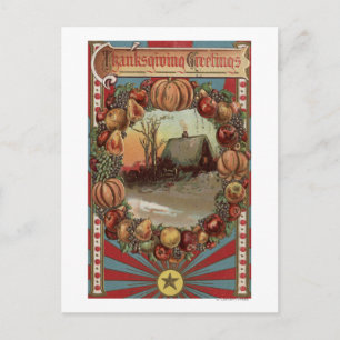 A Country Scene with Produce Border Postcard