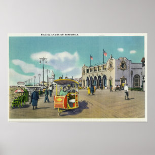 A Couple in a Boardwalk Rolling Chair Scene Poster