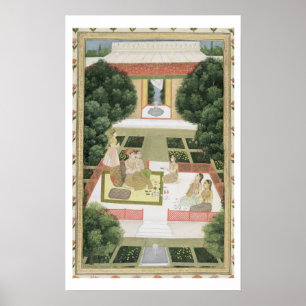 A couple in a garden listening to music with femal poster