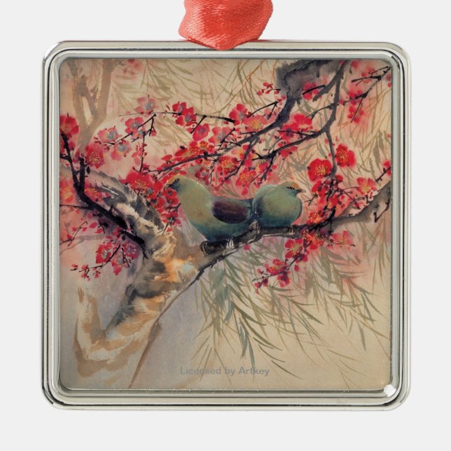 A Couple in Spring Metal Tree Decoration (Front)