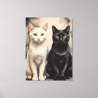 a couple of cats sitting together canvas print
