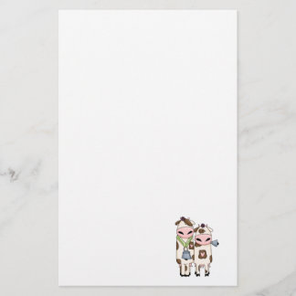 a couple of cute moo cows stationery
