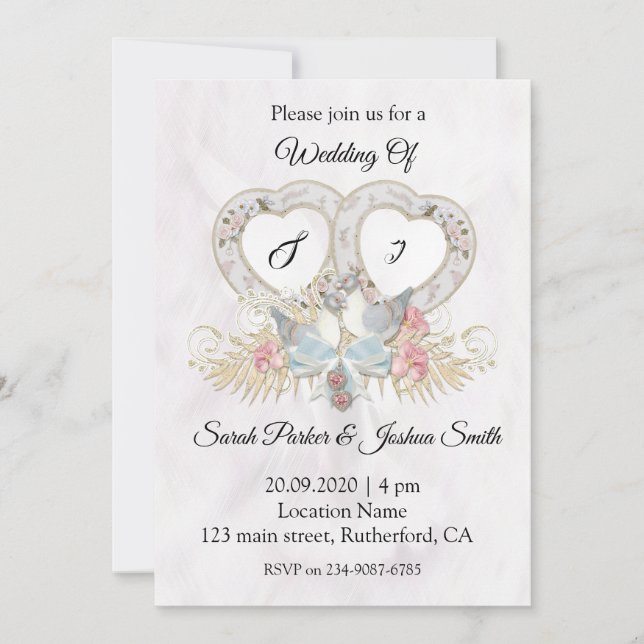 A Couple Of Dove Wedding Invitation (Front)