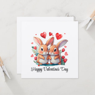 A couple of funny watercolor rabbits invitation