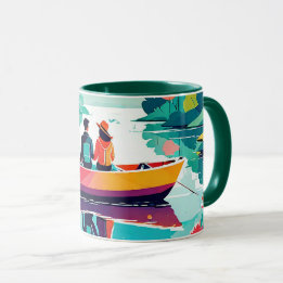 A couple on a boat in a lake - Coffee Mug