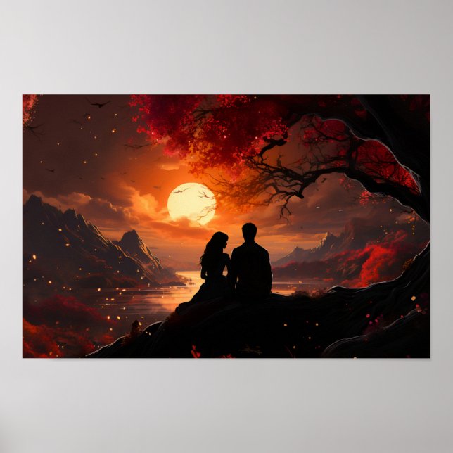 A couple watching the Sunset Together Poster (Front)