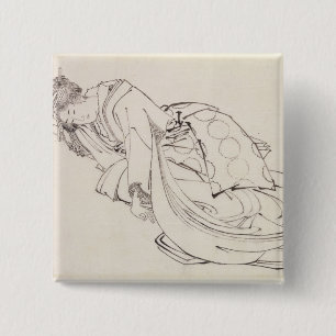 A Courtesan Offering a Cup, 18th-19th century 15 Cm Square Badge
