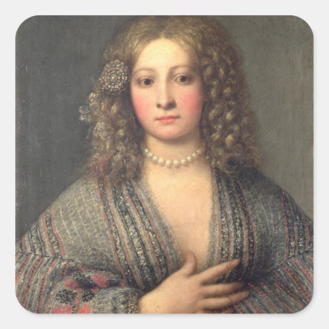 A Courtesan (oil on canvas) Square Sticker (Front)
