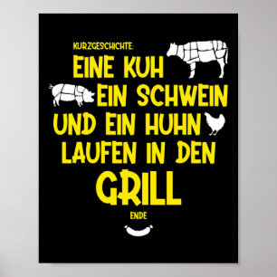 A Cow, A Pig And A Chicken Run Into The Grill - Bb Poster