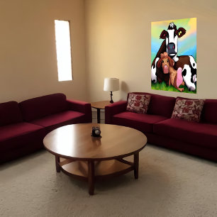 A cow mother and child   AI Art Poster