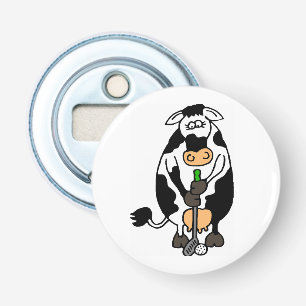 A cow playing golf bottle opener
