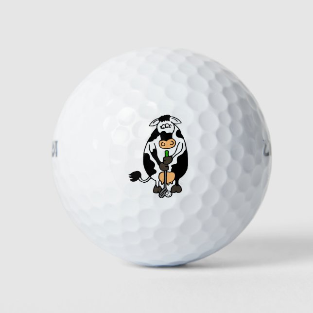 A cow playing golf golf balls (Front)