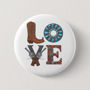 A cowboy boot 6 cm round badge