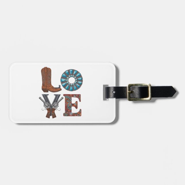 A cowboy boot luggage tag (Front Horizontal)