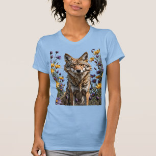 A Coyote Surrounded By Spring Meadow Wildflowers T-Shirt